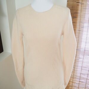 J. McLaughlin Womens Sz M 100% Merino Wool Pullover Sweater Cream Tight Knit CL